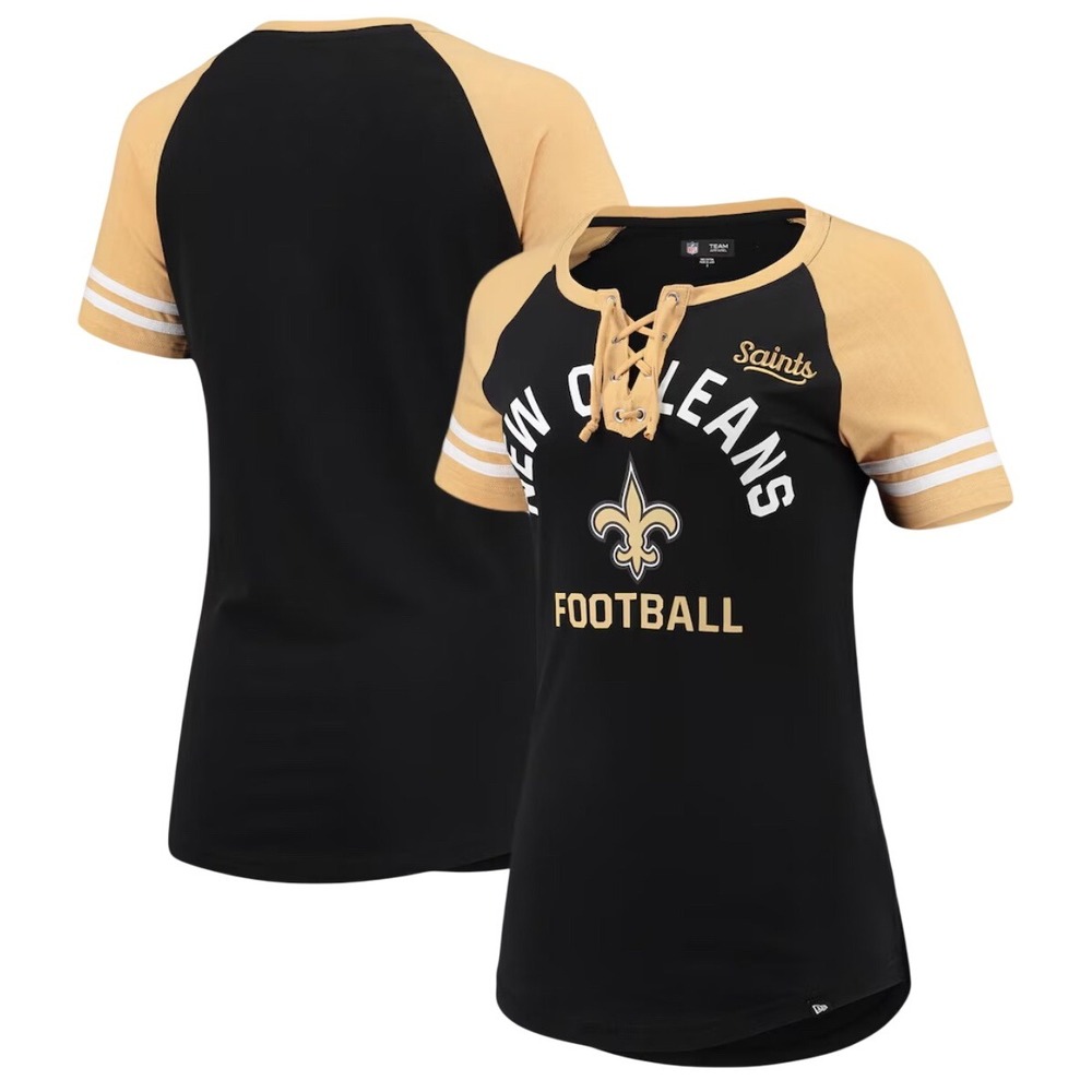 New Orleans Saints NFL Team Apparel Womens Large Shirt Lace Up Neck Football NWT